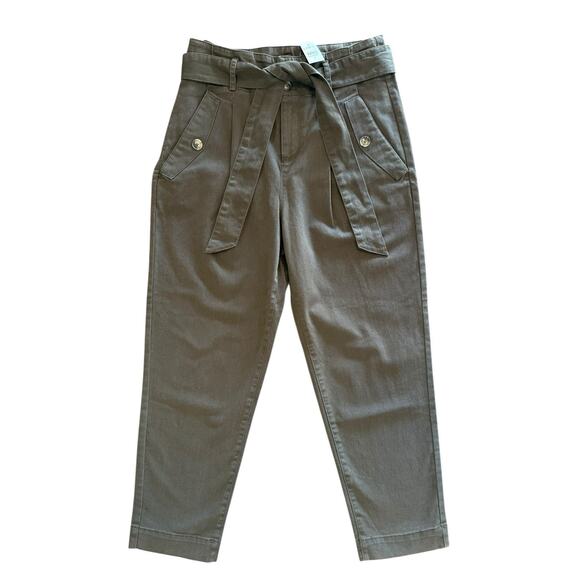 NWT Ann Taylor Loft Brown High Rise Tie Belted Straight Pants Women’s Size 6 NEW - Picture 1 of 11